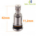 Metal clamp-in tubeless tire valve (length 42mm, wheel valve bore 11.2 - 15.2mm)