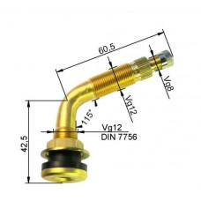 Air/water Valve Ø 16 x 57 mm (65°)