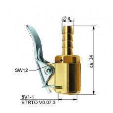 Tire inflating nozzle 8 mm