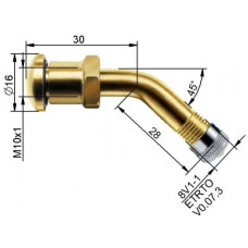 Truck tubeless valve Ø 9,7 x 58 mm (curved 45°)